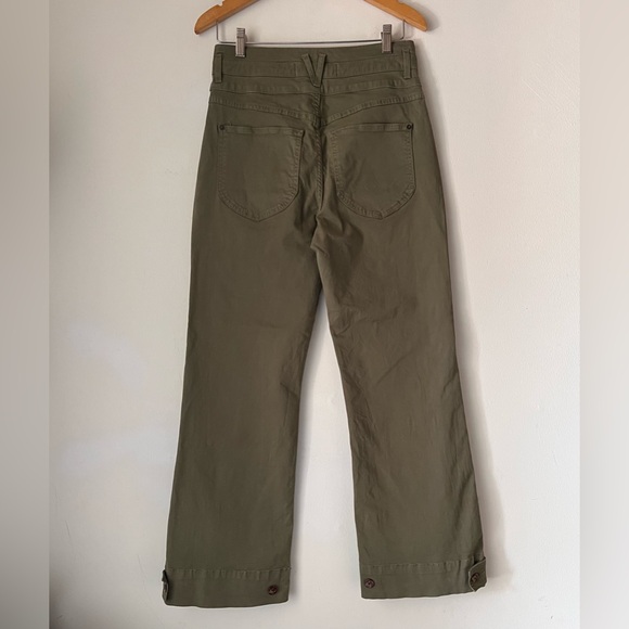 Veronica Beard Marley High-Rise Wide Leg Pants 28 Olive Convertible Ankle Tabs - Picture 6 of 16